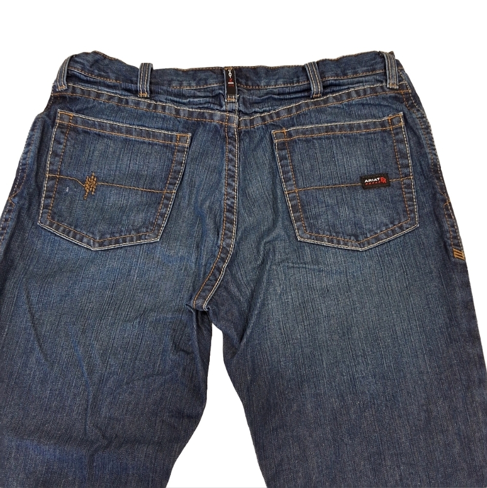 Ariat~M4 FR~Relaxed Bootcut~Mens Jean~Flame Resistant~Work Denim~Dark Blue~38x30 - Picture 8 of 11